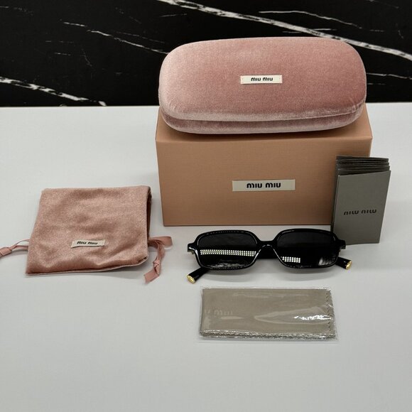 NEW MIU MIU SQUARE BLACK WOMEN SUNGLASSES MU11ZS 16K5S0 MIU MIU MU11ZSF BLACK